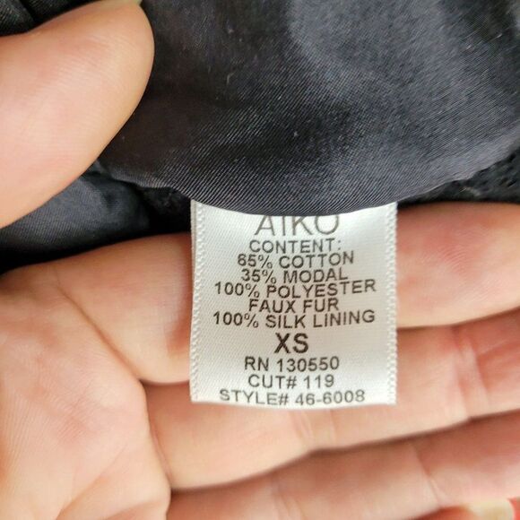 Aiko Womens Vest Faux Vegan Fur Rocker Zip Up Silk Lined Pockets Black XS - Picture 12 of 13